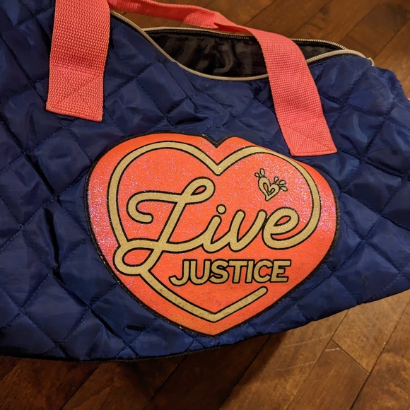 Justice Blue and Pink Quilted Duffle Bag - Picture 1 of 4